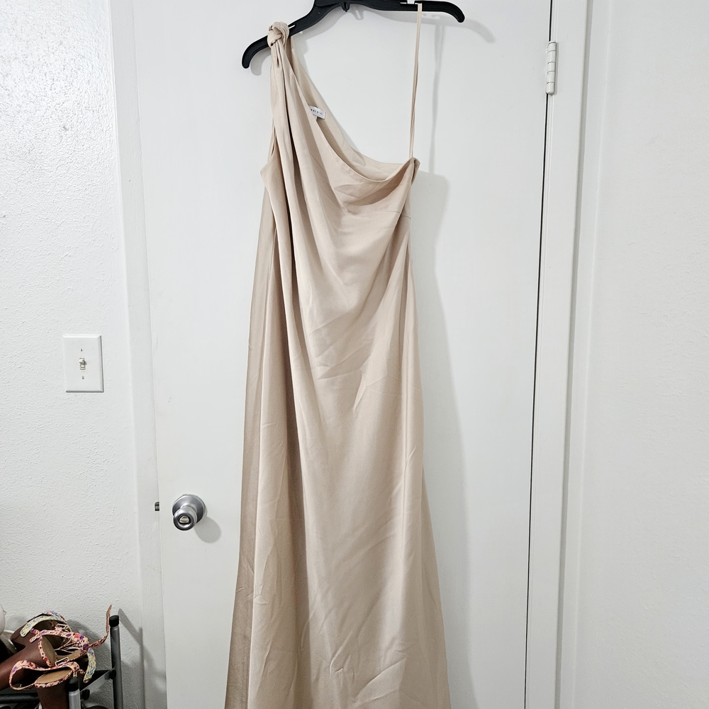 Gianni Bini Ophelia Crepe Satin One-Shoulder Slip Dress